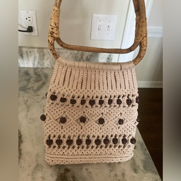 Handmade Macrame Crochet Beaded Bag - Picture 3 of 9